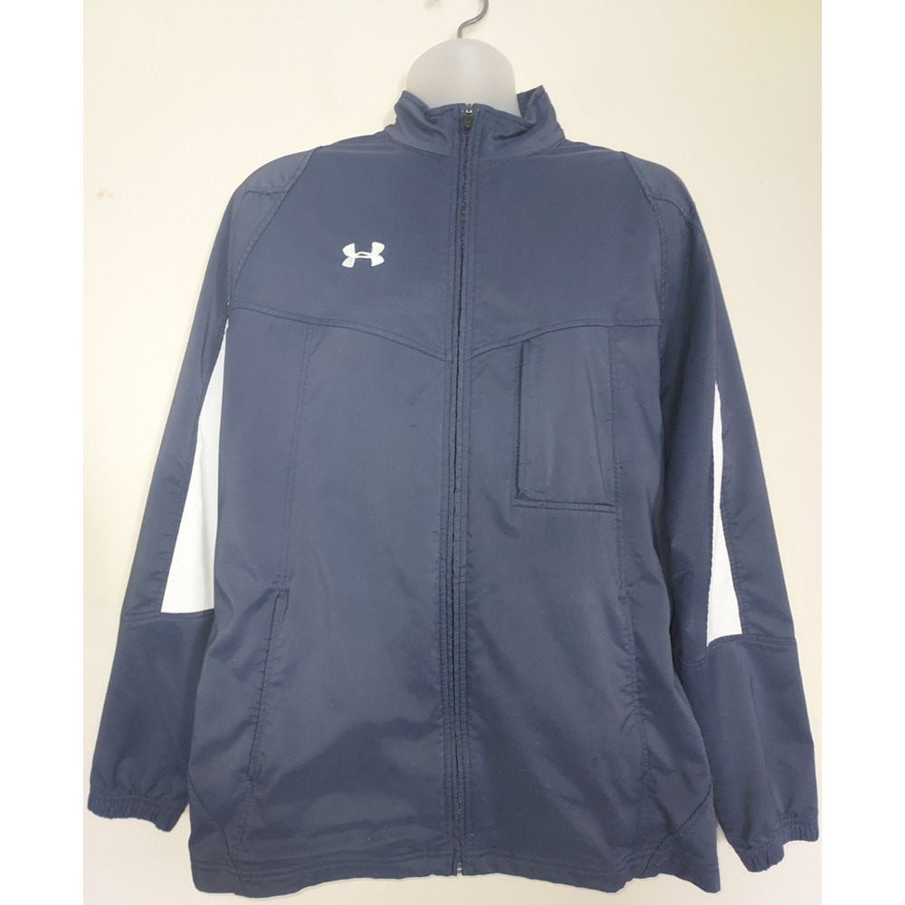 UNDER ARMOUR Men's Jacket Large Full Zip Woven All Seasons Gear Long Sleeve Navy